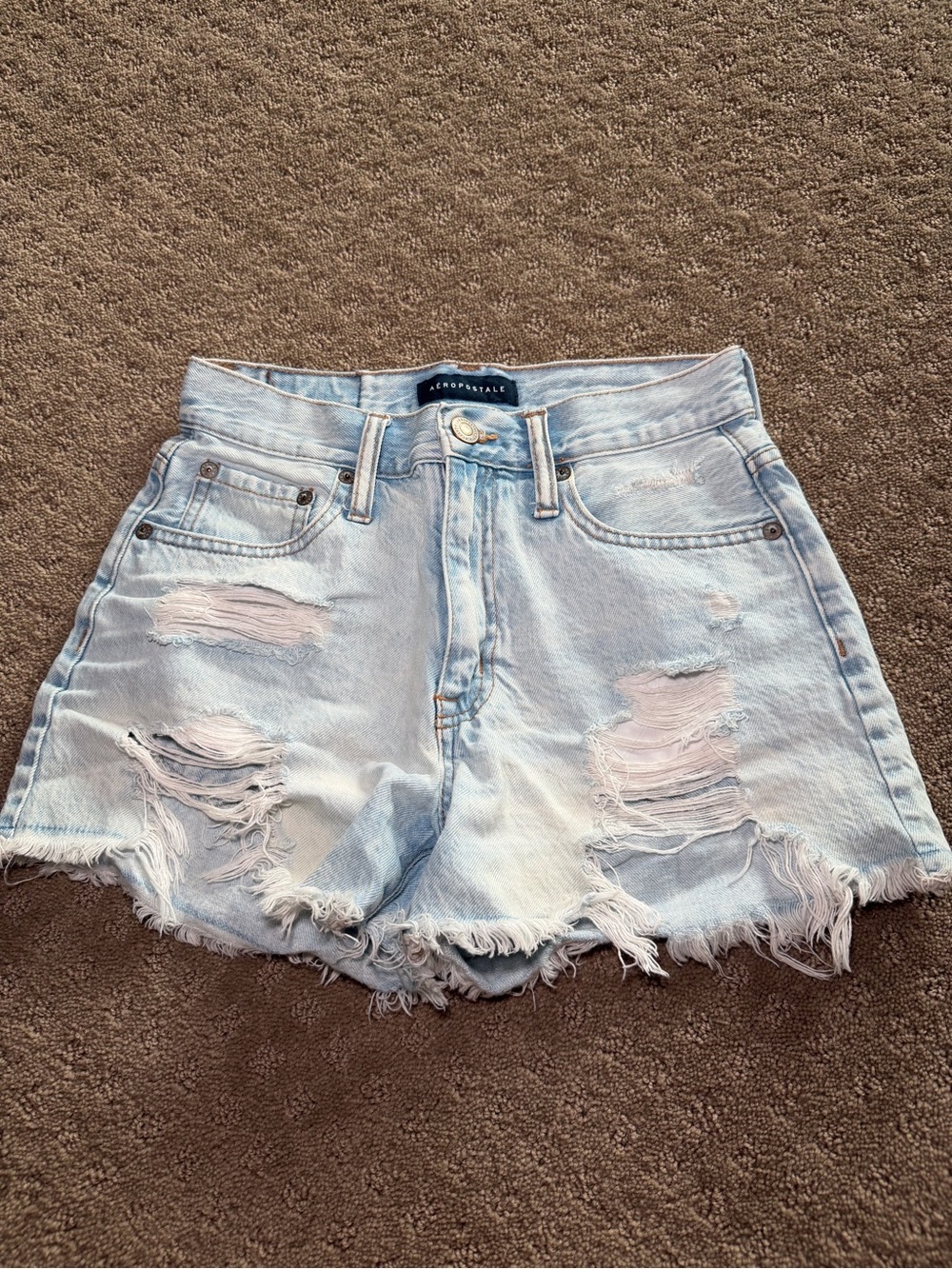 Aeropostale Light Blue Distressed Denim Shorts